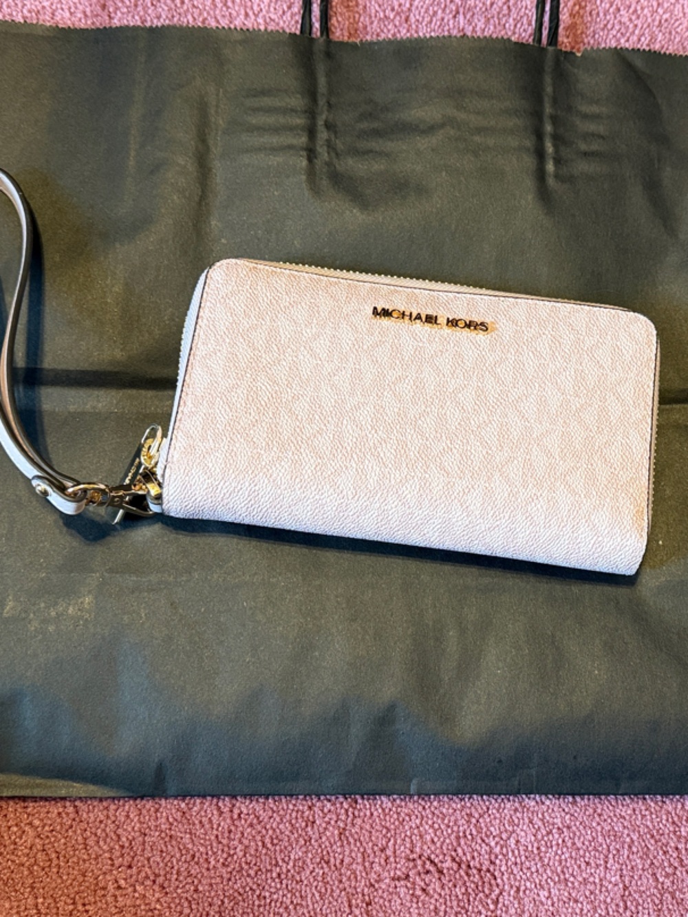 Michael Kors Blush Pink Zip-Around Wristlet
